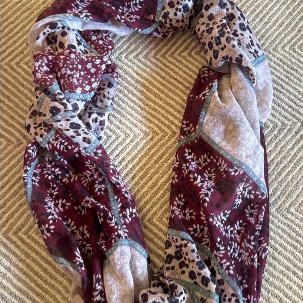 Julia Maroon And Beige Patterned Infinity Scarf - image 7